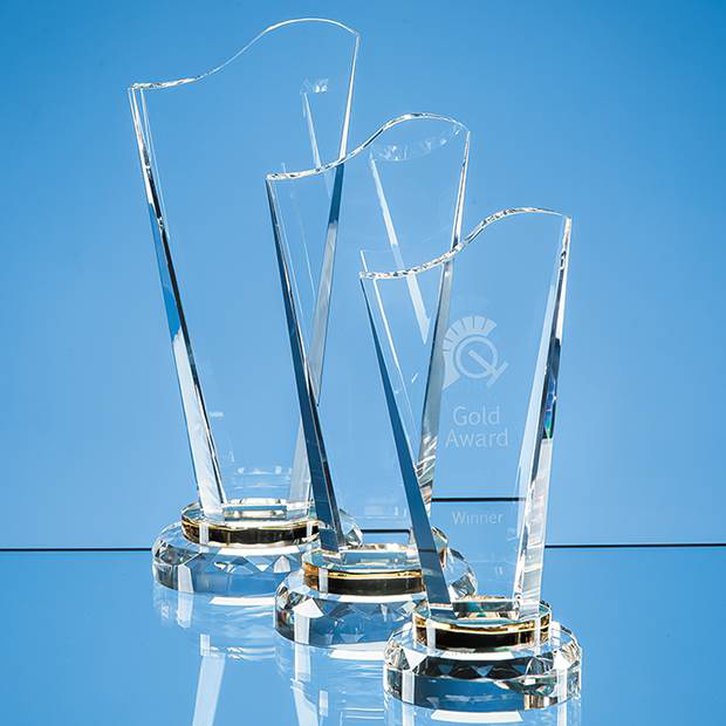 19.5cm Optical Crystal Golden Torch Award